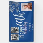 Happy 60th Birthday Silver Foliage 3 Photo  Banner (Vertikal)