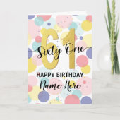 Happy 61st Birthday Pastel Rainbow and Gold Girl Karte (Vorderseite)