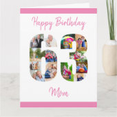 Happy 63. Geburtstag Mama 63 Nummer Foto Collage Karte (Vorderseite)