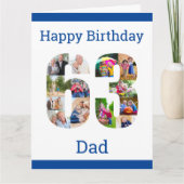 Happy 63. Geburtstag Vater 63 Nummer Foto Collage Karte (Vorderseite)