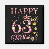 Happy 63rd Birthday 63 Years Old Men Women Birthda Magnet (Vorne)
