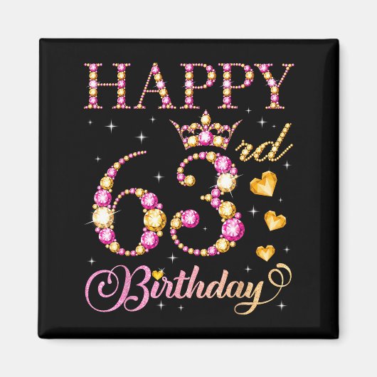 Happy 63rd Birthday 63 Years Old Men Women Birthda Magnet (Vorne)