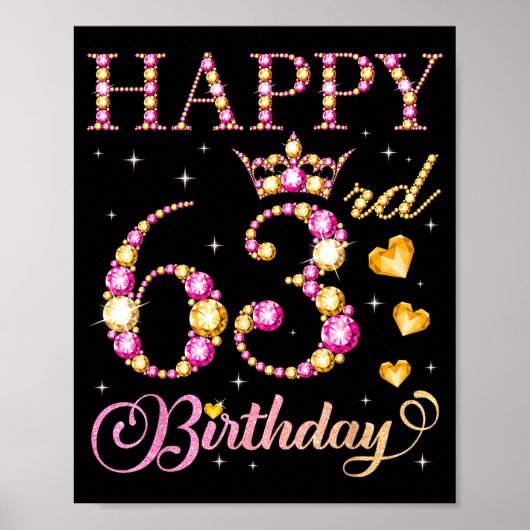 Happy 63rd Birthday 63 Years Old Men Women Birthda Poster (Vorne)