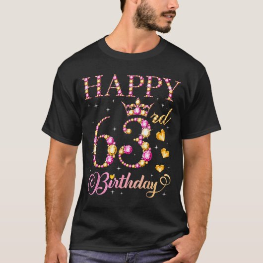 Happy 63rd Birthday 63 Years Old Men Women Birthda T-Shirt (Vorderseite)