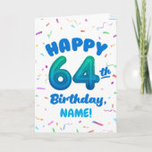 Happy 64th Birthday Card with Custom Name Karte (Vorderseite)