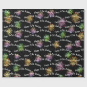 Happy 65. Geburtstag Feuerwerk auf schwarz Geschenkpapier (Flach)