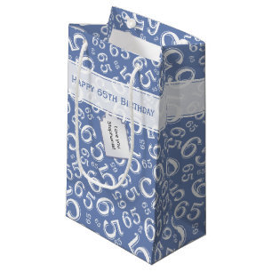 Happy 65. Geburtstag Nummer Muster Blau und Weiß Kleine Geschenktüte