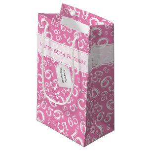 Happy 65. Geburtstag Nummer Muster Pink und Weiß Kleine Geschenktüte