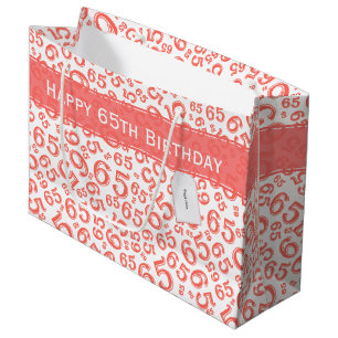 Happy 65. Geburtstag Party Nummer Muster Coral Große Geschenktüte
