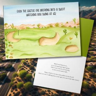 Happy 65. Geburtstag Wüste Golfplatz Wasserfarbe Karte