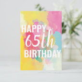 Happy 65. Geburtstagskarte ("Wasserfarben") (Stehend Vorderseite)