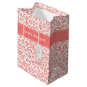 Happy 65. Geburtstagsparty Coral Number Pattern Mittlere Geschenktüte