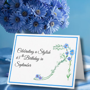 Happy 65. September Geburtstag Blue Aster Blume Karte