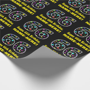 Happy 66. Geburtstag, Fun Colorful Stars Muster 66 Geschenkpapier