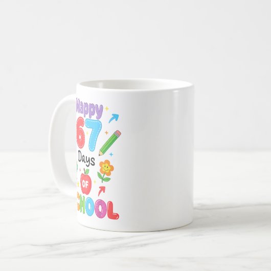 Happy 67 Days Of School 67th Six Seven Day Smarter Kaffeetasse (Vorderseite Links)