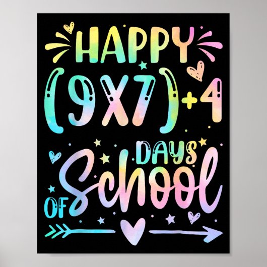 Happy 67 Days Of School Math Teacher Students Six  Poster (Vorne)