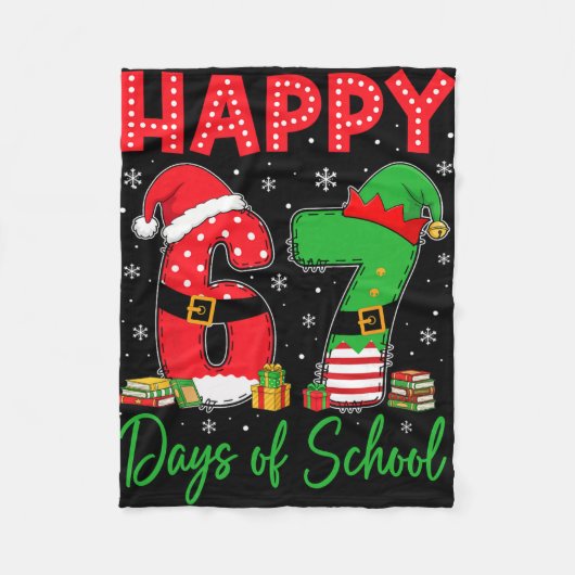 Happy 67 Days Of School Six Seven 67 Christmas San Fleecedecke (Vorderseite)