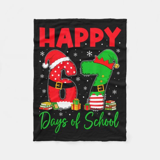 Happy 67 Days Of School Six Seven 67 Christmas San Fleecedecke (Vorderseite)