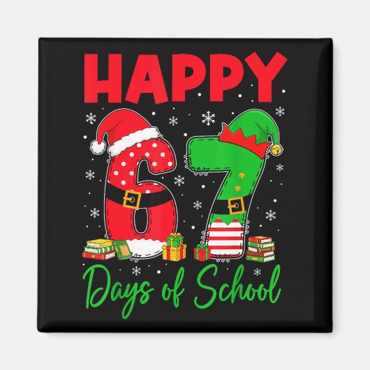 Happy 67 Days Of School Six Seven 67 Christmas San Magnet (Vorne)