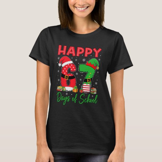 Happy 67 Days Of School Six Seven 67 Christmas San T-Shirt (Vorderseite)