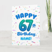 Happy 67th Birthday Card with Custom Name Karte (Vorderseite)