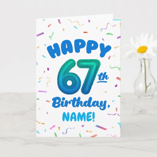 Happy 67th Birthday Card with Custom Name Karte (Kleine Pflanze)