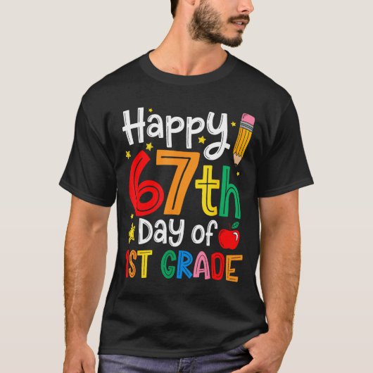Happy 67th Day Of 1st Grade Teacher Student Six Se T-Shirt (Vorderseite)