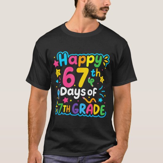 Happy 67th Day Of 7th Grade School Meme 67 Kids Te T-Shirt (Vorderseite)
