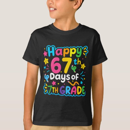 Happy 67th Day Of 7th Grade School Meme 67 Kids Te T-Shirt (Vorderseite)