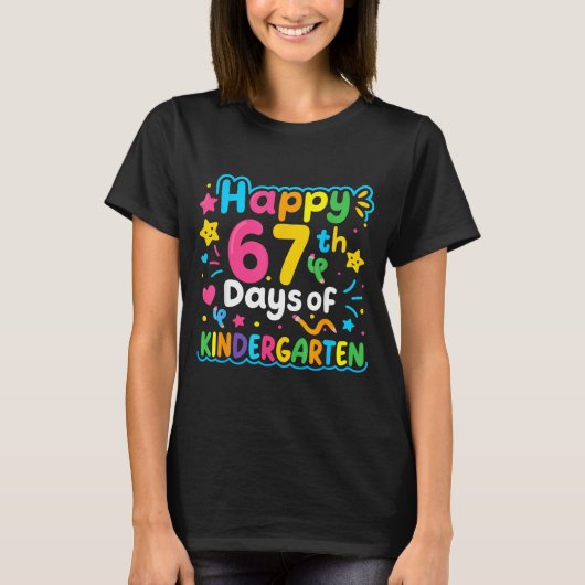 Happy 67th Day Of Kindergarten School Meme 67 Kids T-Shirt (Vorderseite)