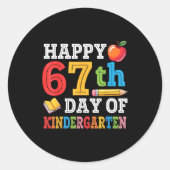 Happy 67th Day Of Kindergarten Teacher Student 67 Runder Aufkleber (Vorderseite)