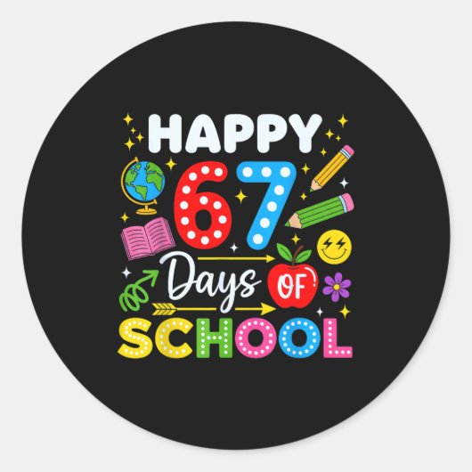 Happy 67th Day Of School 67 Days Of School Kids Bo Runder Aufkleber (Vorderseite)