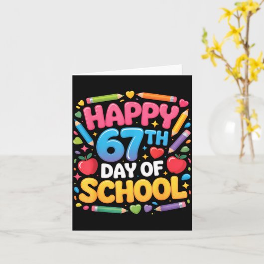 Happy 67th Day Of School Cute Teacher Student Desi Karte (Gelbe Blume)