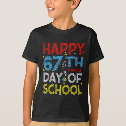 Happy 67th Day Of School - Funny Students Teachers T-Shirt (Vorderseite)