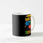 Happy 67th Day Of School Funny Teacher Student Mem Kaffeetasse (VorderseiteRechts)