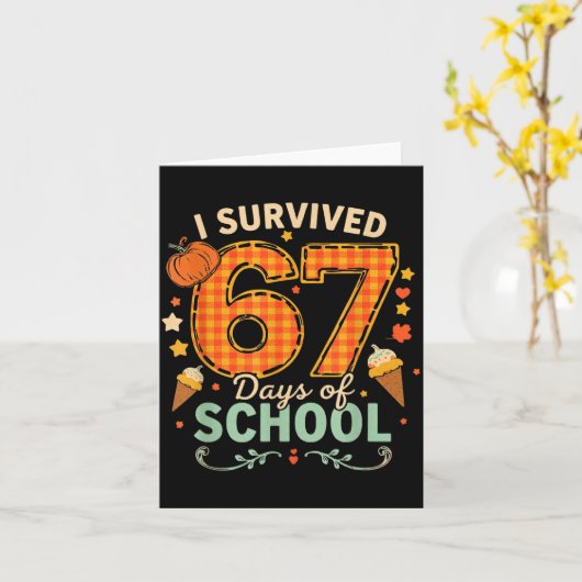 Happy 67th Day Of School Funny Teacher Thanksgivin Karte (Gelbe Blume)