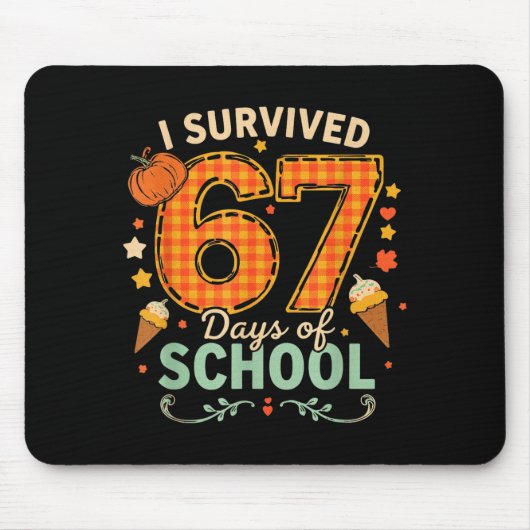 Happy 67th Day Of School Funny Teacher Thanksgivin Mousepad (Vorne)