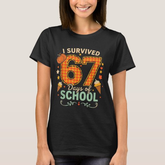 Happy 67th Day Of School Funny Teacher Thanksgivin T-Shirt (Vorderseite)