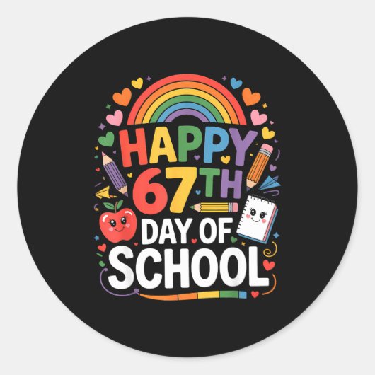Happy 67th Day Of School Meme 67 Days Of School Ra Runder Aufkleber (Vorderseite)