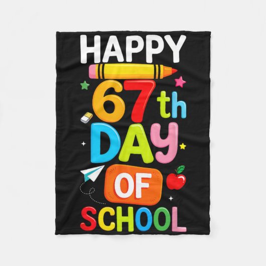 Happy 67th Day Of School Teacher Kids Six Seven 6 Fleecedecke (Vorderseite)