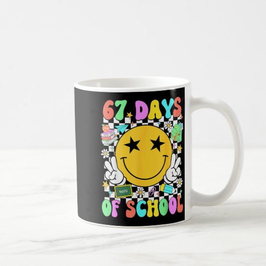 Happy 67th Day Of School Vibes Smile Face 67 Days Kaffeetasse (Rechts)
