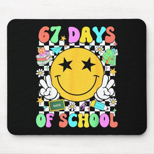 Happy 67th Day Of School Vibes Smile Face 67 Days Mousepad (Vorne)