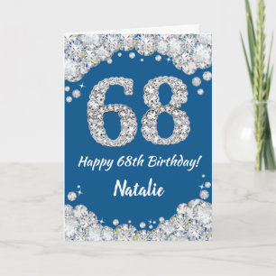 Happy 68. Geburtstag Blue and Silver Glitzer Card Karte
