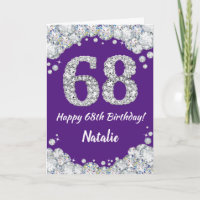 Happy 68. Geburtstag Lila und Silberne Glitzer Car