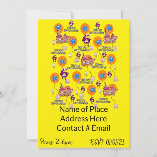 Happy 6. Geburtstag Einladung Geburtstag #6 (Rückseite)