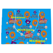 Happy 6. Geburtstag Geschenktasche #6 Blau Große Geschenktüte (Vorderseite)