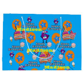 Happy 6. Geburtstag Geschenktasche #6 Blau Große Geschenktüte (Rückseite)