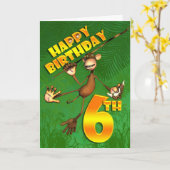 Happy 6. Geburtstag Monkey Banana Karte (Gelbe Blume)