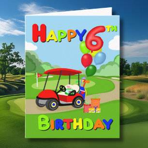 Happy 6. Geburtstag Red Boys Golf Card Karte