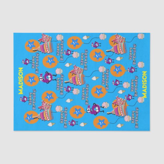 Happy 6. Geburtstag Tissue Paper #6 Blue Seidenpapier (Vorderseite)